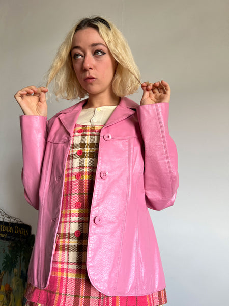 Vintage Y2K Bubblegum Pink Leather Jacket