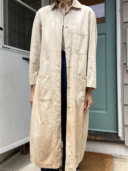 Early Vintage Distressed and Paint Splattered Work Coat