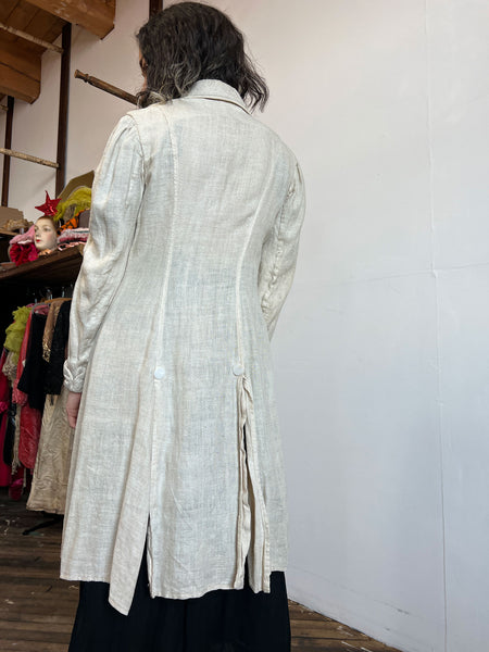 Antique Edwardian Linen Coat, Duster, Early Women's Sportswear