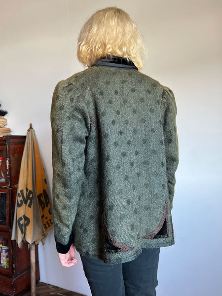 Antique Polka Dot Mohair Wool Coat, Edwardian