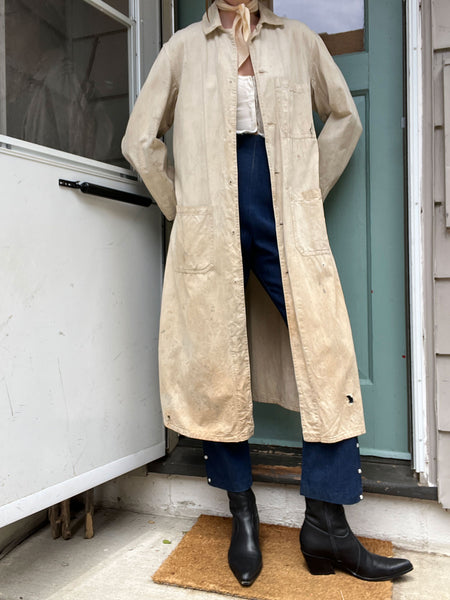 Early Vintage Distressed and Paint Splattered Work Coat