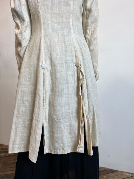 Antique Edwardian Linen Coat, Duster, Early Women's Sportswear