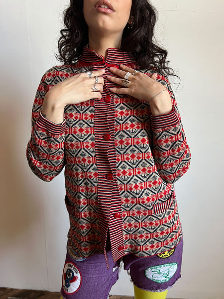 Vintage 1920's - 1930's Knit Wool Cardigan Sweater, 20's - 30's Deco