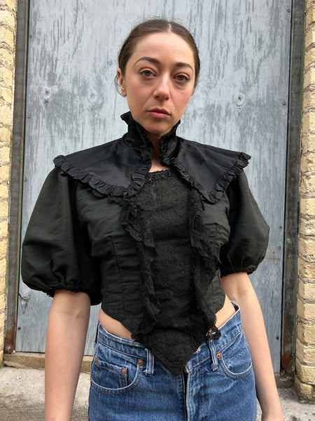 Antique Victorian Era Black High Collar