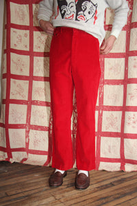 Vintage 1960's Red Wide Wale Corduroy Pants