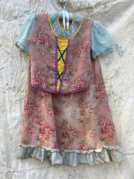 Antique 1920's Floral Printed Two Piece Blouse and Skirt Costume Set