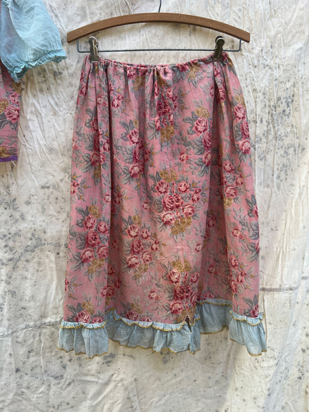 Antique 1920's Floral Printed Two Piece Blouse and Skirt Costume Set