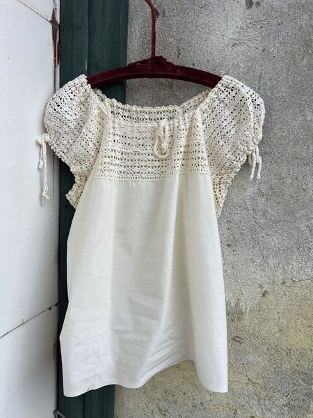 Antique - Early Vintage 1910's - 20's Crocheted Cotton Blouse