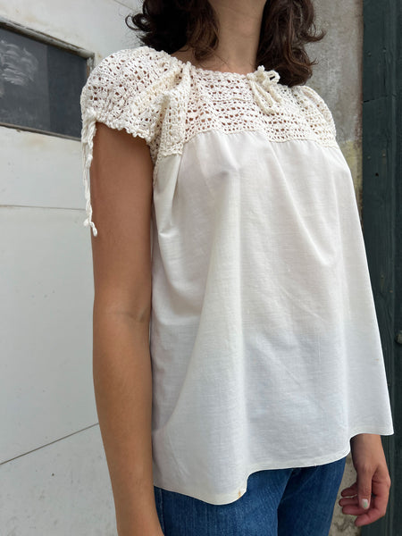 Antique - Early Vintage 1910's - 20's Crocheted Cotton Blouse