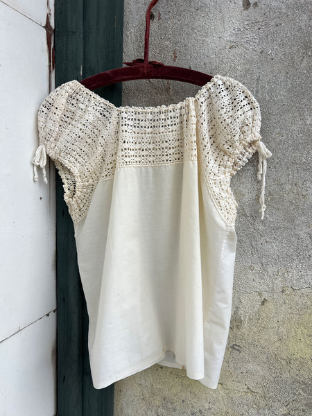 Antique - Early Vintage 1910's - 20's Crocheted Cotton Blouse