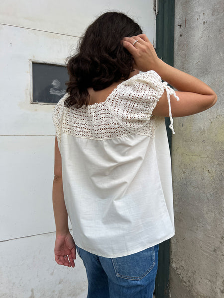 Antique - Early Vintage 1910's - 20's Crocheted Cotton Blouse