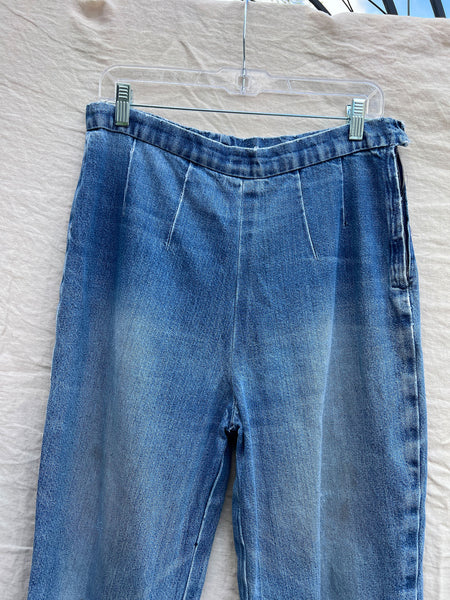 Vintage 1950's 1960's Hand Made Denim Side Zip Jeans