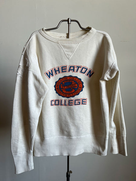 Vintage 1940's Wheaton College Single V Neck Sweatshirt, Sweater, Crewneck, 40's