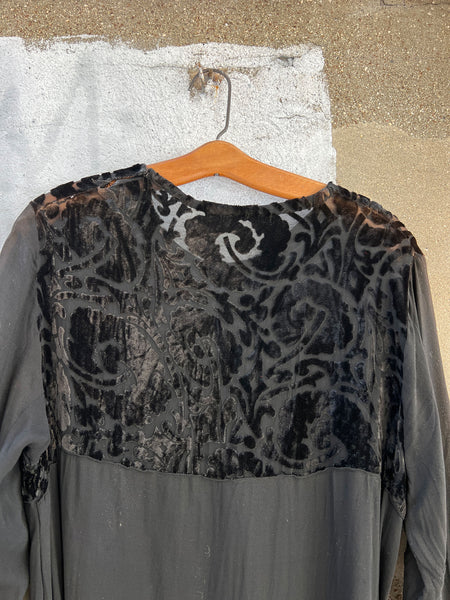 Vintage 1920's Devore Burnout Silk Velvet and Crepe Dress