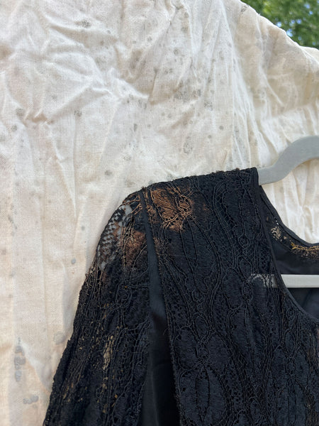 Antique 1910’s 1920’s Black Silk Lace Beaded Spiderweb Dress Edwardian Era
