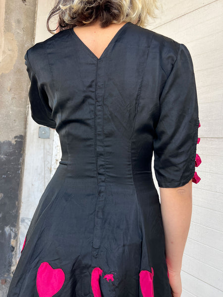 Early Vintage Heart Appliqué Dress