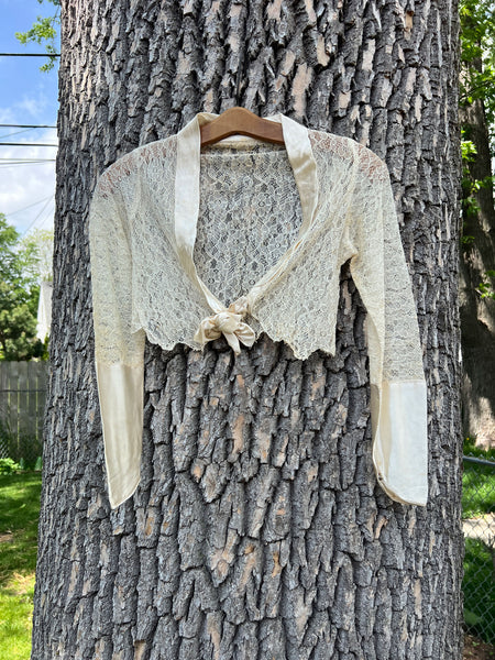 Vintage 1930's Wedding Gown with Matching Lace Long Sleeved Top