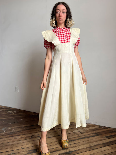 Vintage 1940's Pinafore Style Dress