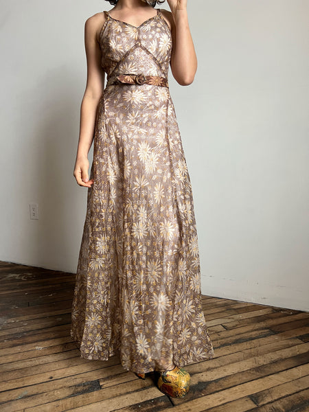 Vintage 1930's Daisy Print Gown with Matching Jacket