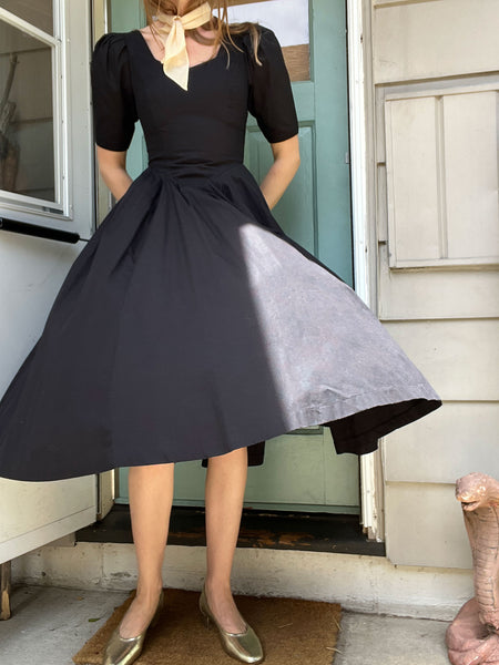 Vintage 1980's Black Laura Ashley Dress