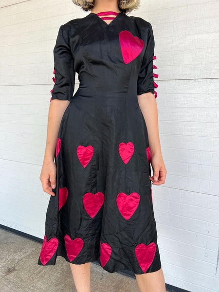 Early Vintage Heart Appliqué Dress