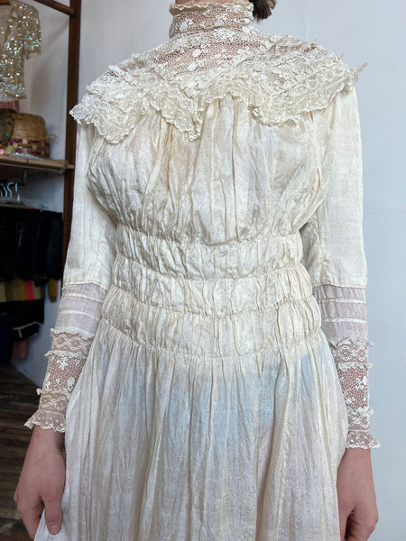 Antique Edwardian Era Silk Dress