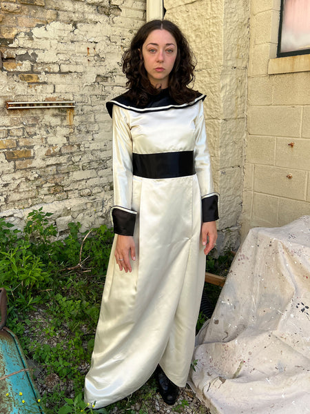 Vintage 1950's 60's Black and White Floor Length Costume Dress