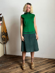 Vintage 1960's Green Suede Dress