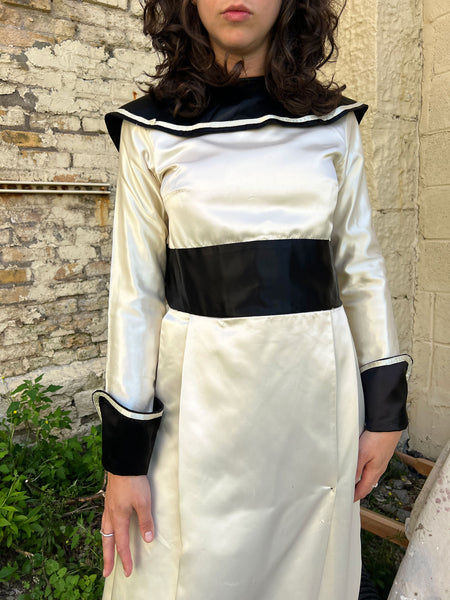 Vintage 1950's 60's Black and White Floor Length Costume Dress