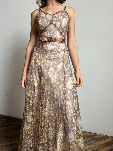 Vintage 1930's Daisy Print Gown with Matching Jacket