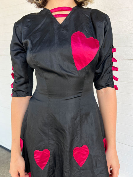 Early Vintage Heart Appliqué Dress