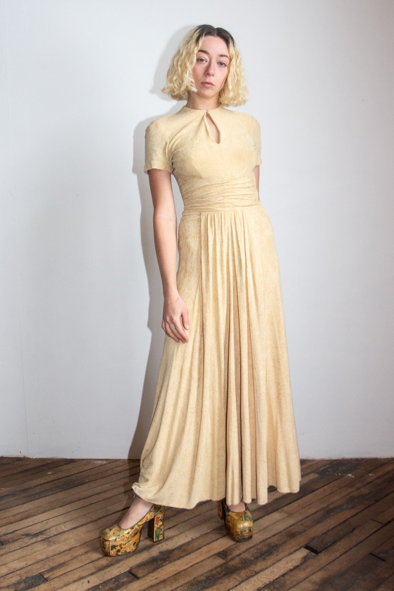 Vintage 1930's Floor Length Gown with Matching Hat