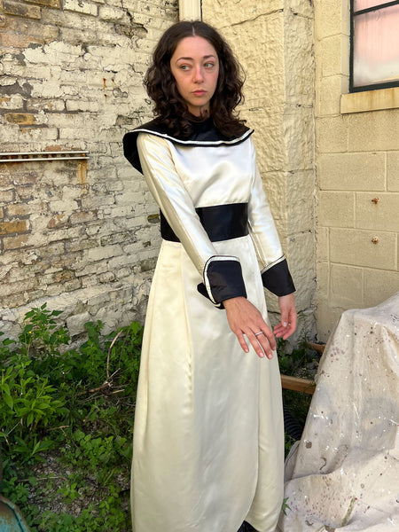 Vintage 1950's 60's Black and White Floor Length Costume Dress