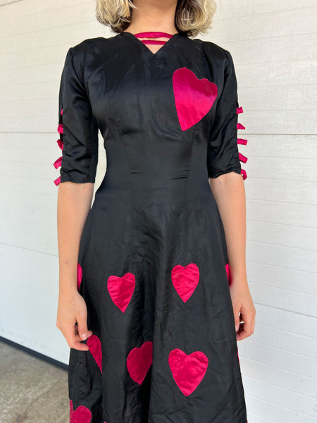 Early Vintage Heart Appliqué Dress