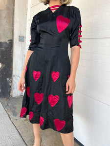 Early Vintage Heart Appliqué Dress
