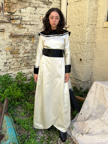 Vintage 1950's 60's Black and White Floor Length Costume Dress