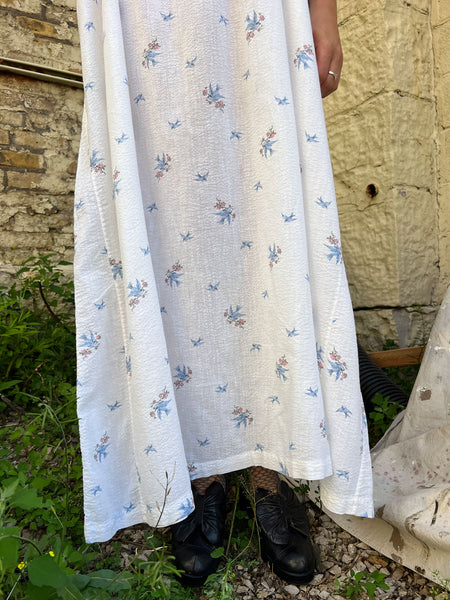 Antique Edwardian Era Bird Print Dress