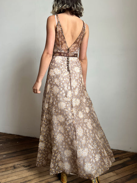 Vintage 1930's Daisy Print Gown with Matching Jacket
