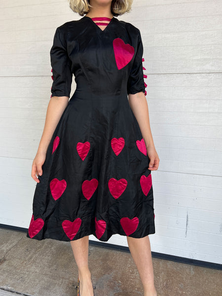 Early Vintage Heart Appliqué Dress
