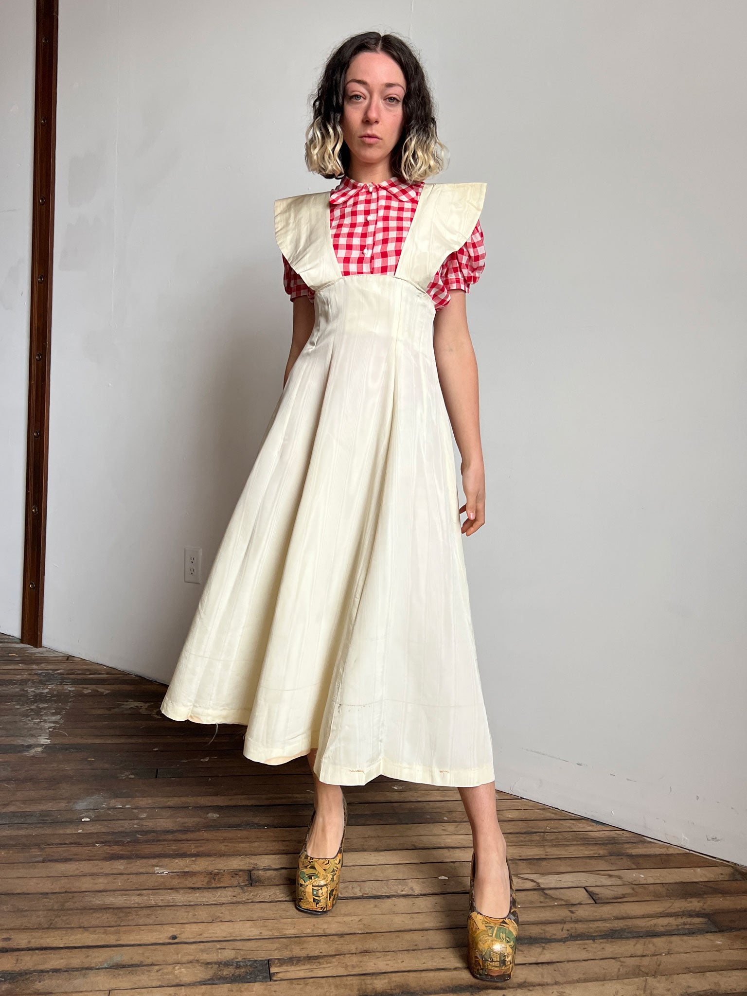 Vintage 1940's Pinafore Style Dress