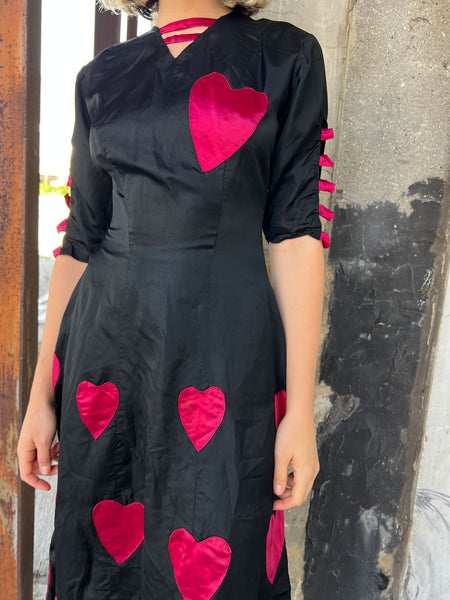 Early Vintage Heart Appliqué Dress