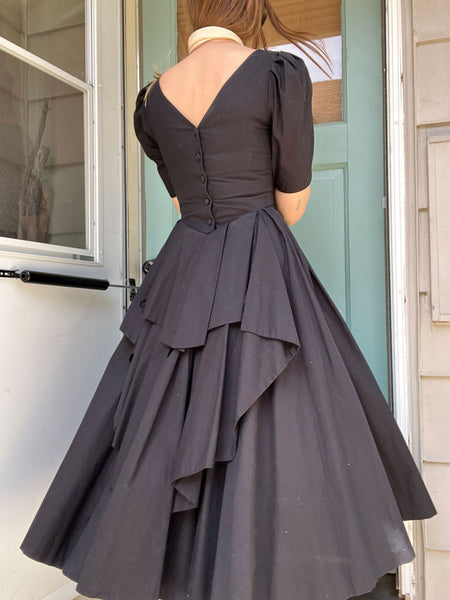 Vintage 1980's Black Laura Ashley Dress