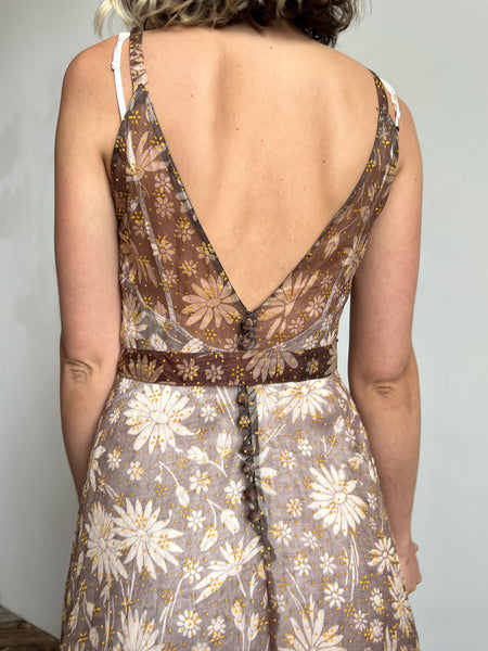 Vintage 1930's Daisy Print Gown with Matching Jacket