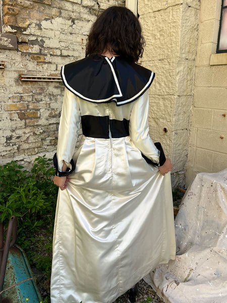 Vintage 1950's 60's Black and White Floor Length Costume Dress