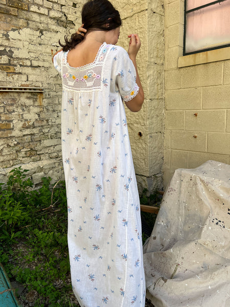 Antique Edwardian Era Bird Print Dress