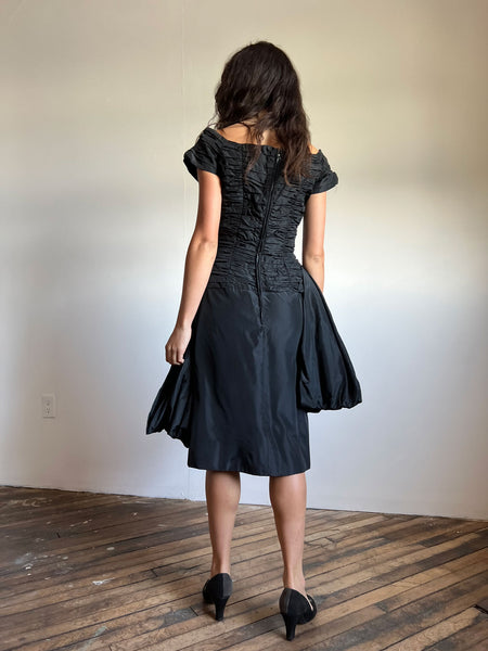 Vintage 1940's 1950's Suzy Perette New York Designer Black Taffeta Gown