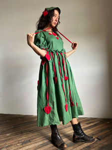 Early Vintage 1920's 1930's Heart Dress with Matching Hat and Child's Cape