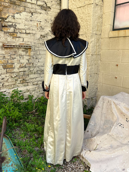 Vintage 1950's 60's Black and White Floor Length Costume Dress