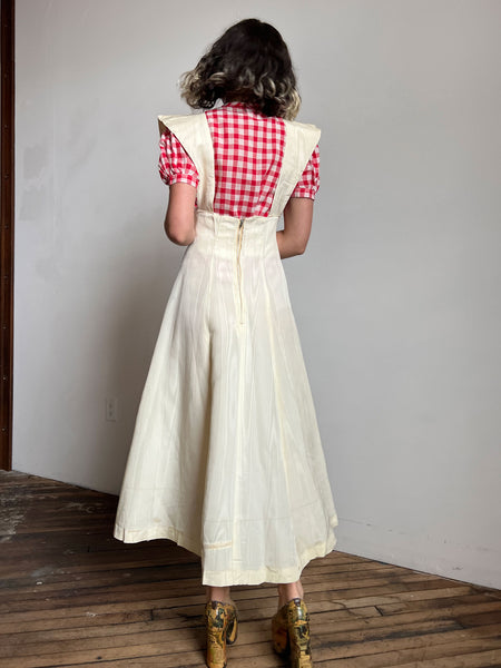 Vintage 1940's Pinafore Style Dress