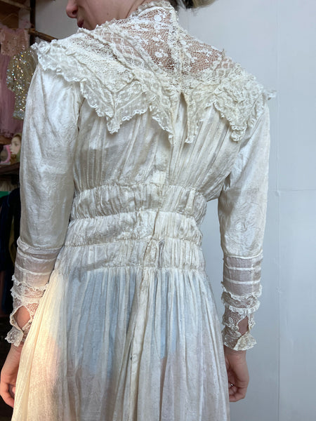 Antique Edwardian Era Silk Dress